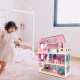 Domek dla lalek drewniany MDF + mebelki 70cm różowy LED