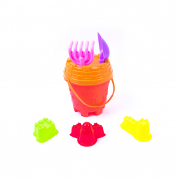 Aga4Kids Zestaw zabawek do piasku wiaderko + foremki, grabki i łopatka DS1022R