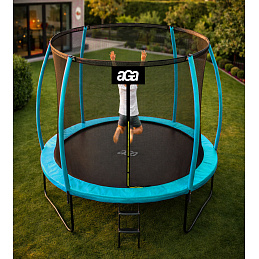 Aga SPORT EXCLUSIVE Trampolina 250 cm Jasnoniebieska + siatka ochronna + drabinka - II. JAKOŚĆ