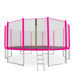 Aga SPORT PRO Trampolina 500 cm Różowa + siatka ochronna + drabinka + kieszeń na buty