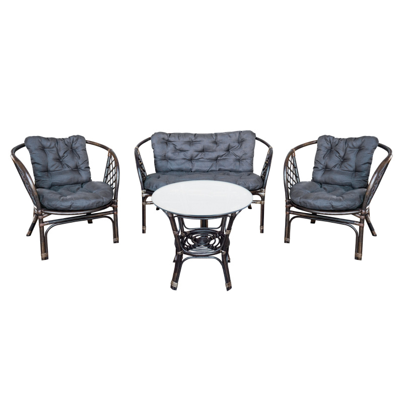 Aga Zestaw mebli rattanowych BAHAMA EXCLUSIVE Brąz/Szary