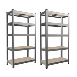 ZESTAW 2 x REGAŁ MAGAZYNOWY 2w1 METALOWY 180x90x30 cm 5 PÓŁEK