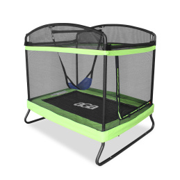 Aga Trampolina ogrodowa Prostokątna 122x183 cm Jasno zielona + siatka zabezpieczająca + huśtawka