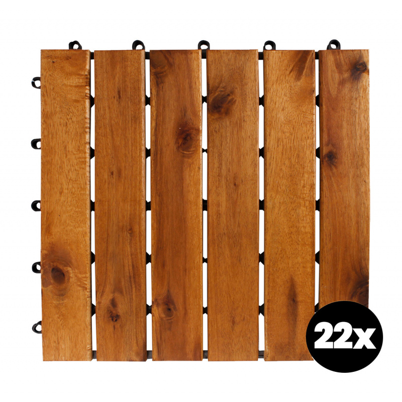 Linder Exclusiv Płytki drewniane tarasowe 30 x 30 x 2,4 cm x 22 szt