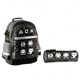 Zestaw Paso School plecak trójkomorowy + piórnik Gra