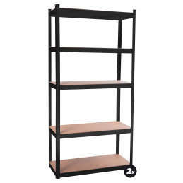 Aga 2x Regał magazynowy 180x90x40 cm 5 półek czarny