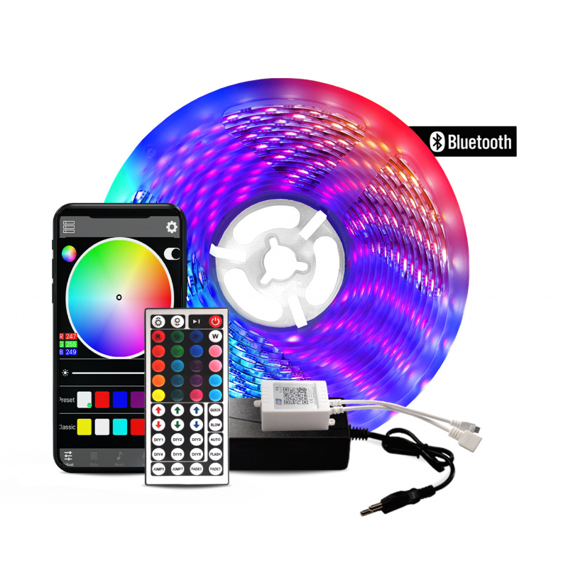 Aga Bluetooth RGB LED taśma 5m + sterownik + zasilacz
