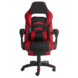 Fotel gamingowy Aga czarno - czerwone z podnóżkiem