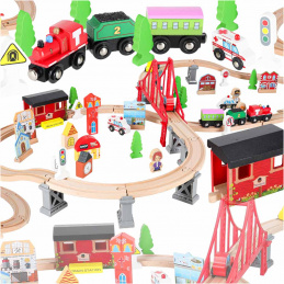 Kolejka drewniana pociąg tor samochodowy + 70el