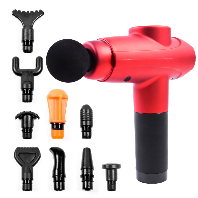 Aga Pistolet do masażu Masażer do ciała + Torba + Wymienne końcówki DS1606 Czerwony