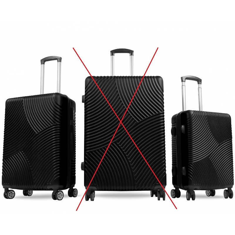 Aga Travel Zestaw walizek podróżnych, rozm. M + S Czarny 6CZ030 - II. JAKOŚĆ