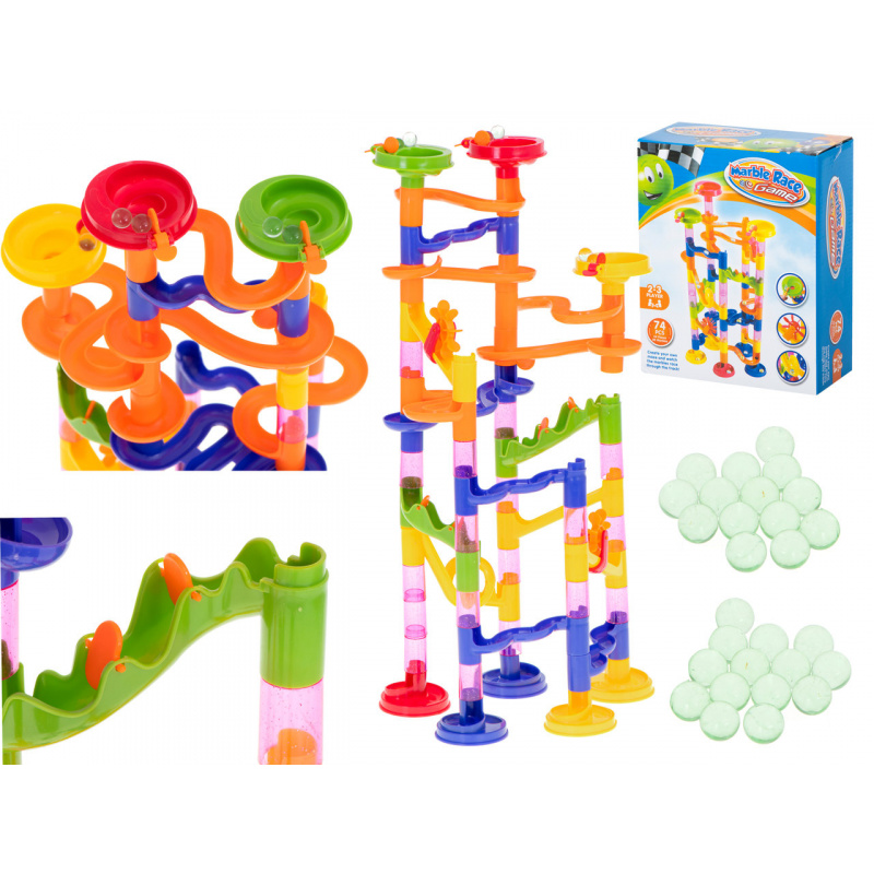 Tor kulkowy kulodrom wyścig kulek klocki MARBLE 74el.