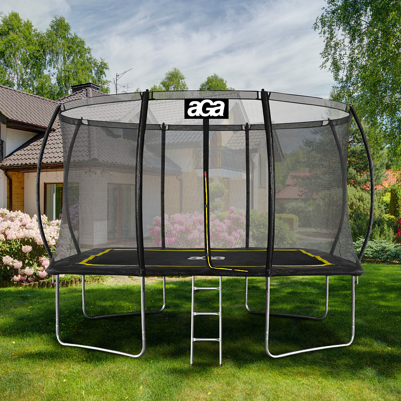 Aga Prostokątna trampolina 244x335 cm Czarna/Żółta - II. JAKOŚĆ