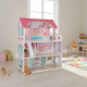 Domek dla lalek drewniany MDF + mebelki 70cm różowy LED