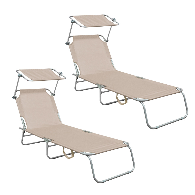 Aga 2x Leżanka ogrodowa z baldachimem Beżowa