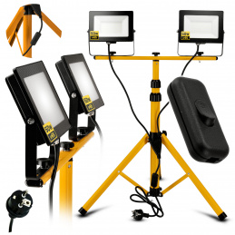 Zestaw 2x odbłyśnik LED 50W barwa biała neutralna + statyw 160cm + włącznik