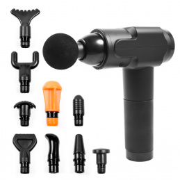 Aga Pistolet do masażu Masażer do ciała + Torba + Wymienne końcówki DS1603 Czarny