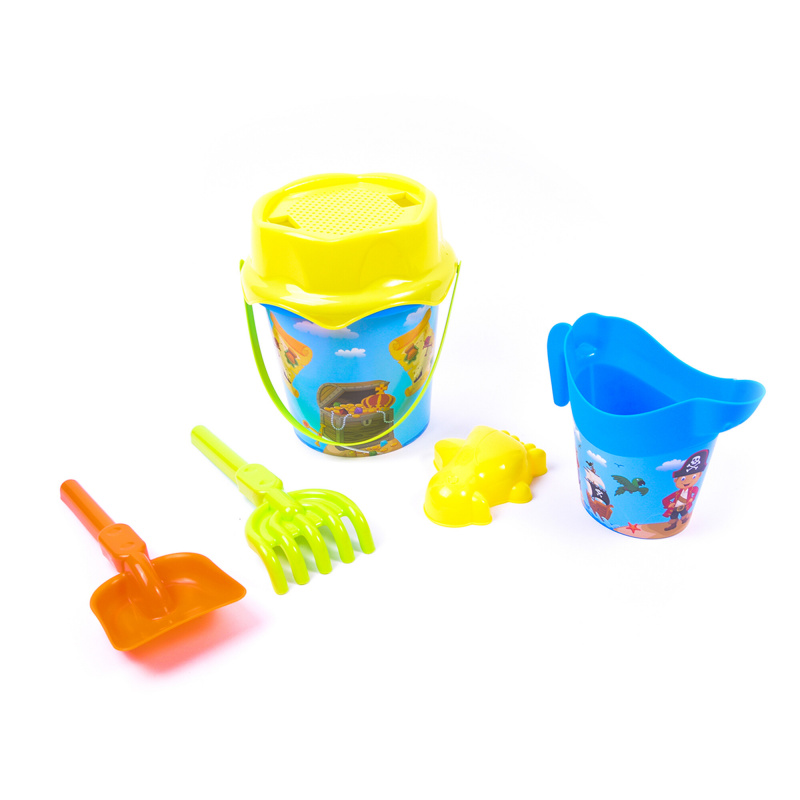 Aga4Kids Zestaw zabawek do piasku wiaderko + foremki, grabki i łopatka DS1025B