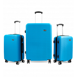 Aga Travel ZESTAW WALIZEK 3w1 KOMPLET WALIZKA PODRÓŻNA BAGAŻ MR4651 Jasno niebieski
