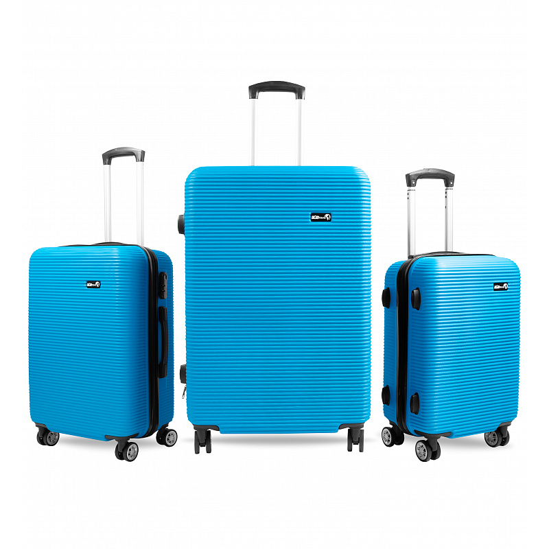 Aga Travel ZESTAW WALIZEK 3w1 KOMPLET WALIZKA PODRÓŻNA BAGAŻ MR4651 Jasno niebieski