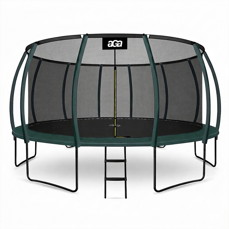 Aga SPORT EXCLUSIVE Trampolina ogrodowa 500cm Ciemno zielona+siatka zabezpieczająca+drabinka
