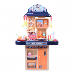 Aga4Kids KUCHNIA DLA DZIECI PLASTIKOWA - efekty świetlne i dźwiękowe, efekt pary i podłączenie do wody w kranie + akcesoria MR6136 Fiolet