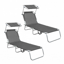 Aga 2x Leżanka ogrodowa z baldachimem Szara