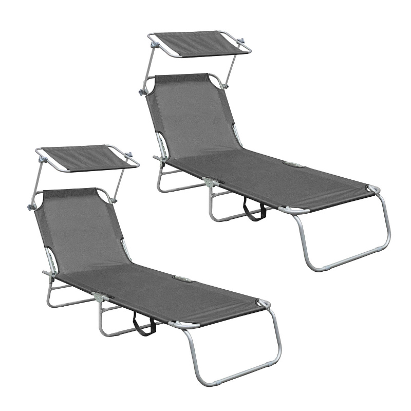 Aga 2x Leżanka ogrodowa z baldachimem Szara