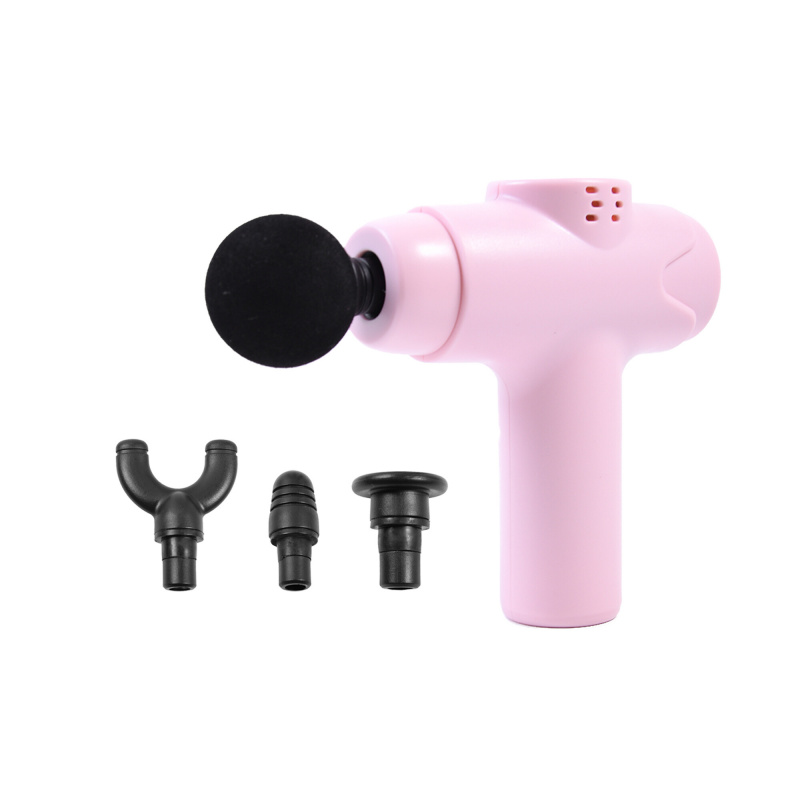 Aga Pistolet do masażu Mini Masażer do ciała + Wymienne końcówki DS1608 Różowy