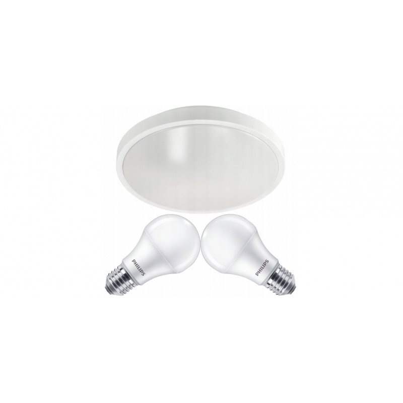 Plafon LED Lampa Sufitowa 2x E27 + 2x Zarówka Philips E27 10W 1055lm