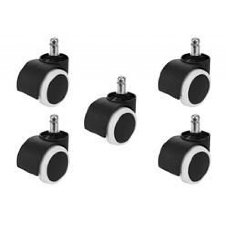 Kółka do krzeseł biurowych - 5 szt. - białe