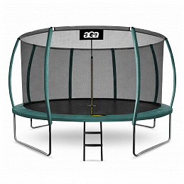 Aga SPORT EXCLUSIVE Trampolina 366 cm Ciemnozielona + siatka ochronna + drabinka