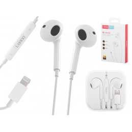 L-BRNO Słuchawki douszne przewodowe Lightning białe Bluetooth