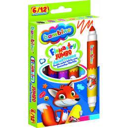 BAMBINO Flamastry Mazaki dwustronne Jumbo 6 sztuk/12 kolorów