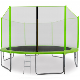 Aga SPORT PRO Trampolina 400 cm Jasnozielona + siatka ochronna + drabinka + kieszeń na buty