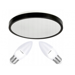 Lampa sufitowa LED 2xE27 IP20 LARI-R CZARNY + 2x E27 10W świeca biała ciepła