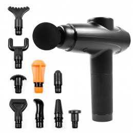 Aga Pistolet do masażu Masażer do ciała + Torba + Wymienne końcówki DS1606 Czarny