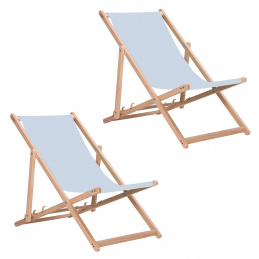 Aga 2x Leżak drewniany składany jasnoszary