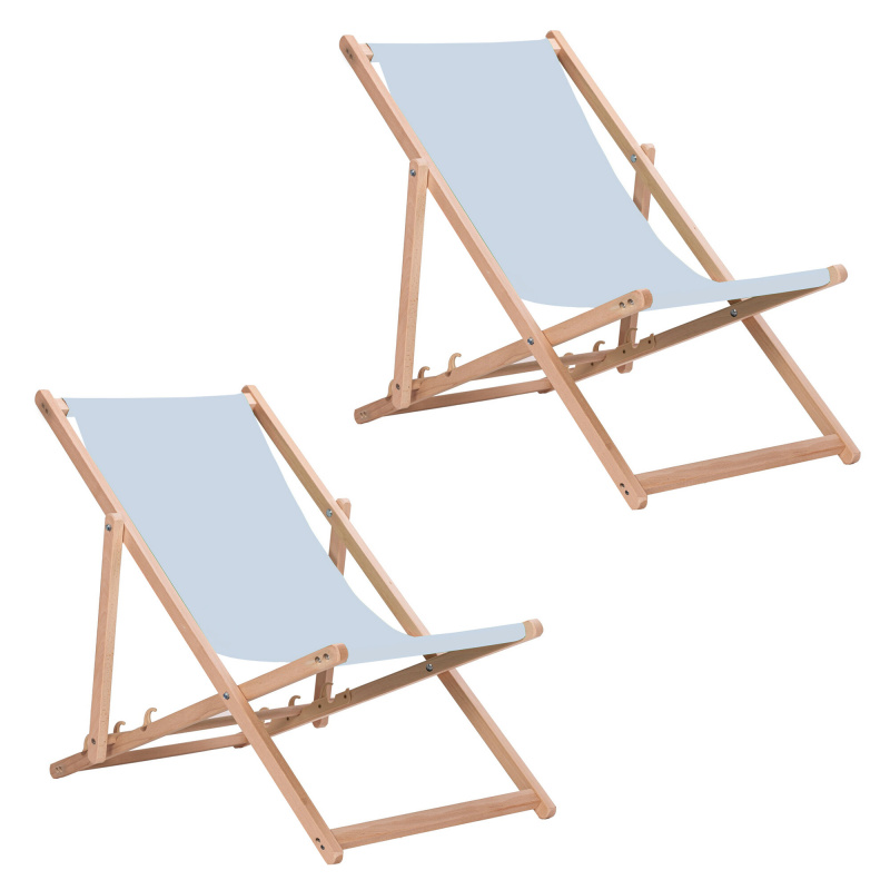 Aga 2x Leżak drewniany składany jasnoszary