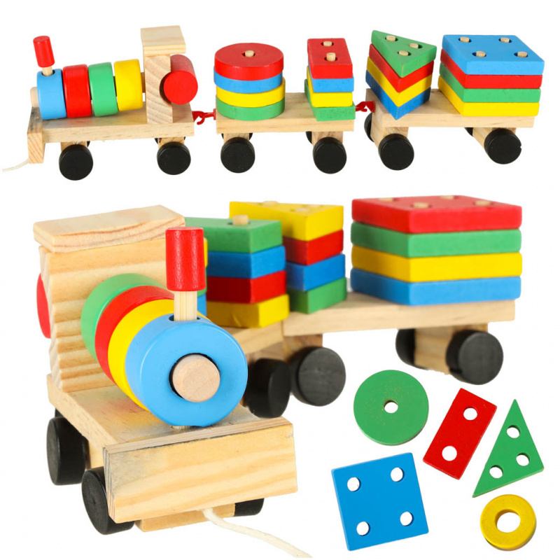 Sorter drewniany układanka zręcznościowa pociąg lokomotywa + wagony 30cm