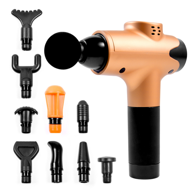 Aga Pistolet do masażu Masażer do ciała + Torba + Wymienne końcówki DS1601 Złoty