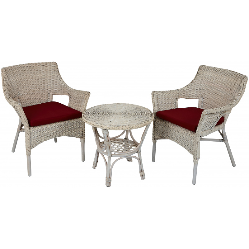 Aga Zestaw rattanowy LARUS White Maroon