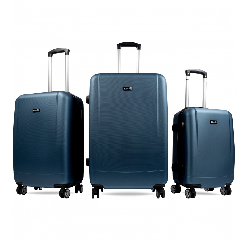 Aga Travel ZESTAW WALIZEK 3w1 KOMPLET WALIZKA PODRÓŻNA BAGAŻ MR4656 Ciemno Niebieski