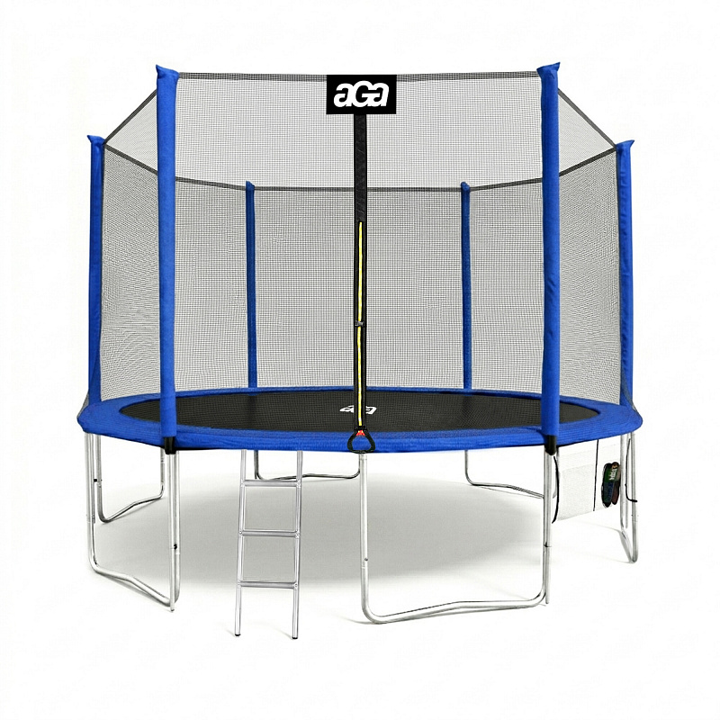 Aga SPORT PRO Trampolina 400 cm Niebieska + siatka ochronna + drabinka + kieszeń na buty