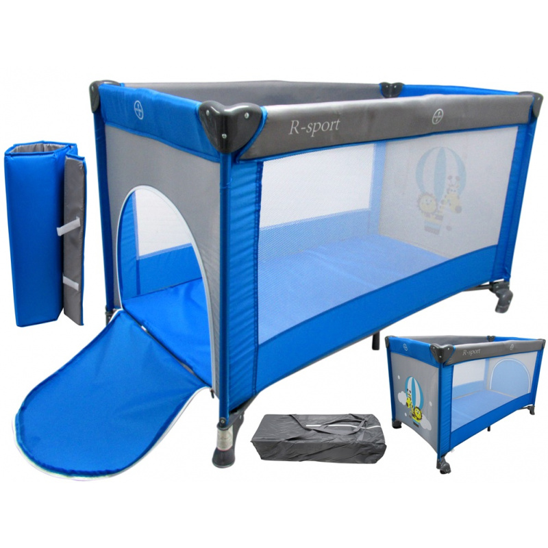 Składane Łóżeczko turystyczne K1 Niebiesko- szary R-SPORT Kojec