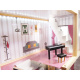 Domek dla lalek drewniany MDF + mebelki 78cm czarny LED
