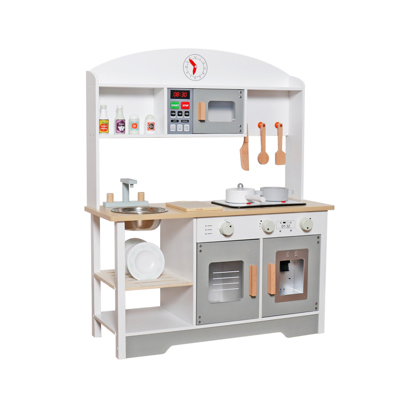 Aga4Kids DREWNIANA KUCHNIA DLA DZIECI + AKCESORIA KUCHENNE MR6079