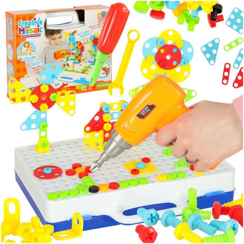 Wkrętarka wiertarka śrubki klocki konstrukcyjne 237 elementów