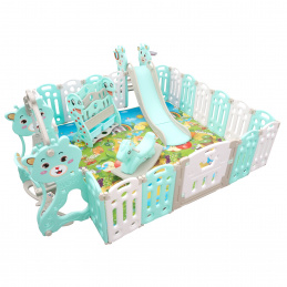 Aga4Kids Kojec ochronny dla dzieci plastikowy 206x177x64 cm Zielony