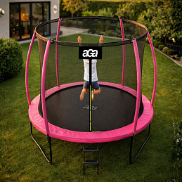 Aga SPORT EXCLUSIVE Trampolina 250 cm Różowa + siatka ochronna + drabinka - II. JAKOŚĆ